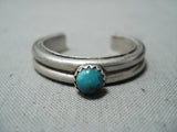 Classic Vintage Native American Navajo Royston Turquoise Sterling Silver Open Ring-Nativo Arts