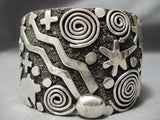 Colossal Wide Vintage Native American Navajo Sterling Silver Al Sanchez Bracelet Cuff-Nativo Arts