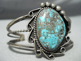 Important Vintage Native American Navajo Morenci Turquoise Sterling Silver Bracelet Old-Nativo Arts