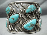 Museum Vintage Native American Navajo Sterling Silver Slag Turquoise Bracelet Old-Nativo Arts