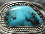 One Of The Best Vintage Native American Navajo Blue Diamond Turquoise Sterling Silver Bracelet-Nativo Arts