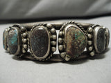 Opulent Vintage Native American Navajo Smokey Bisbee Turquoise Sterling Silver Bracelet Old-Nativo Arts