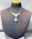 Important Godber Turquoise Vintage Native American Navajo Sterling Silver Necklace-Nativo Arts