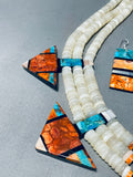 Native American One Of The Most Unique Ever Santo Domingo Turquoise Diamond Necklace-Nativo Arts