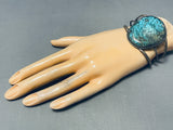 Museum Vintage Native American Navajo Big Morenci Turquoise Sterling Silver Bracelet Old-Nativo Arts