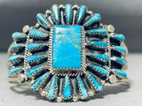 Tommy Lowe Exquisite Native American Navajo Turquoise Sterling Silver Bracelet-Nativo Arts