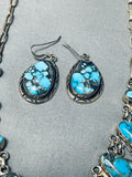One Of The Best Vintage Native American Navajo Spiderweb Turquoise Sterling Silver Necklace Set-Nativo Arts