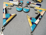 Fabulous Vintage Native American Navajo Turquoise Sterling Silver Earrings-Nativo Arts