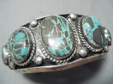 Heavy Vintage Native American Navajo Bisbee Turquoise Sterling Silver Bracelet Old Cuff-Nativo Arts