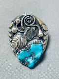 Mens Heavy Vintage Native American Navajo Morenci Turquoise Sterling Silver Ring-Nativo Arts
