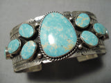 Puddles Of Turquoise Vintage Native American Navajo Sterling Silver Bracelet-Nativo Arts