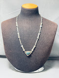 Important Vintage Native American Navajo Lander Blue Turquoise Sterling Silver Necklace-Nativo Arts