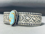 Jeff James Native American Navajo Signed 8 Turquoise Sterling Silver Heavy Bracelet-Nativo Arts