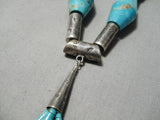 Statement Vintage Santo Domingo Native American Navajo Turquoise Tubule Sterling Silver Necklace-Nativo Arts