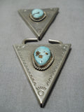 Exquisite Vintage Native American Navajo Green Turquoise Sterling Silver Collar Protectors-Nativo Arts