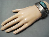 One Of The Most Unique Native American Navajo Aaron Anderson Turquoise Sterling Silver Bracelet-Nativo Arts