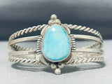 Dynamic Native American Navajo Blue Gem Turquoise Sterling Silver Bracelet-Nativo Arts