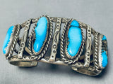 One Of The Best Vintage Native American Navajo Bisbee Turquoise Sterling Silver Bracelet-Nativo Arts