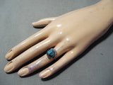 Tremendous Vintage Native American Navajo Red Mountain Turquoise Sterling Silver Ring Old-Nativo Arts