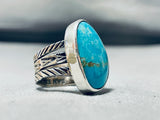 Excellent San Felipe Signed Kingman Turquoise Sterling Silver Ring-Nativo Arts