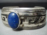 Authentic Vintage Native American Navajo Thomas Singer Lapis Sterling Silver Bracelet-Nativo Arts