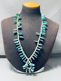 One Of Most Unique Vintage Native American Navajo Old Jacla Chunk Turquoise Necklace-Nativo Arts