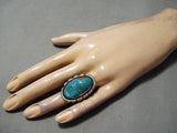 Huge Bea Johnson Vintage Native American Navajo Turquoise Sterling Silver Ring-Nativo Arts