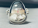 Noteworthy Native American Navajo Coral Jet Inlay Sterling Silver Ring-Nativo Arts