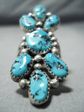 Towering Vintage Native American Navajo Sleeping Beauty Turquoise Sterling Silver Ring-Nativo Arts