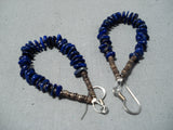 Fantastic Navajo Native American Lapis Sterling Silver Earrings-Nativo Arts