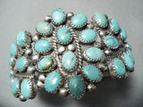 Huge Vintage Native American Navajo Domed Turquoise Sterling Silver Cluster Bracelet-Nativo Arts