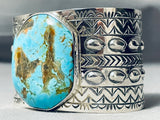 Wide Rare Easter Blue Turquoise Native American Sterling Silver Bracelet-Nativo Arts