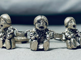 Extremely Detailed Vintage Native American Navajo Storyteller Sterling Silver Link Bracelet-Nativo Arts