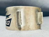 Rare Vintage Native American Hopi Hand Carved Sterling Silver Bracelet Cuff-Nativo Arts