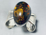 Important Unique Native American Navajo Amber Sterling Silver Bracelet Cuff-Nativo Arts