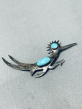 Wonderful Vintage Native American Navajo Sleeping Beauty Turquoise Sterling Silver Pin-Nativo Arts