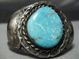 Museum Vintage Native American Navajo Carico Lake Turquoise Sterling Silver Bracelet Old-Nativo Arts