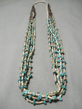Very Unique Two Heishi Dark Light Vintage Native American Navajo Turquoise Necklace- Authentic-Nativo Arts