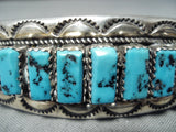 Tom Tso Vintage Native American Navajo Kingman Turquoise Sterling Silver Bracelet Old-Nativo Arts