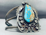 Outstanding Vintage Native American Navajo Pilot Mountain Turquoise Sterling Silver Bracelet-Nativo Arts