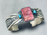 Unique Native American Navajo Purple Spiny Oyster Blue Gem Turquoise Sterling Silver Bracelet-Nativo Arts