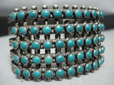 Native American Wide Vintage Zuni Turquoise Snake Eyes Sterling Silver Bracelet-Nativo Arts