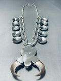 Native American 270 Gram Southwestern Turquoise Sterling Silver Squash Blossom Necklace-Nativo Arts