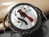 Wonderful Vintage Native American Zuni Mother Of Pearl Sterling Silver Bracelet Old-Nativo Arts
