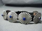 Unique Vintage Native American Navajo Lapis Sterling Silver Concho Bracelet-Nativo Arts