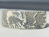 Completely Hand Carved Vintage Native American Navajo Sterling Silver Bracelet-Nativo Arts