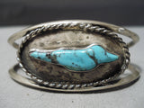 Superb Vintage Native American Navajo Native American Navajo Turquoise Animal Fetish Sterling Silver Bracelet-Nativo Arts
