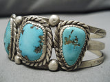 Amazing Vintage Native American Navajo Old Turquoise Sterling Silver Bracelet Cuff Old-Nativo Arts