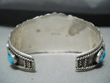 Intense Vintage Native American Navajo Blue Gem Turquoise Sterling Silver Bracelet-Nativo Arts
