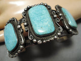 Marvelous Vintage Native American Navajo Green Turquoise Sterling Silver Bracelet-Nativo Arts